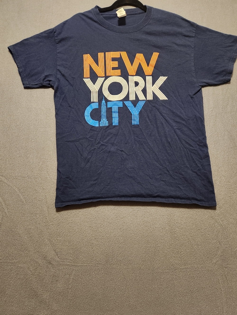 New York City Shirt Uniex Size Large Blue Tourist Gildan Graphic Tee